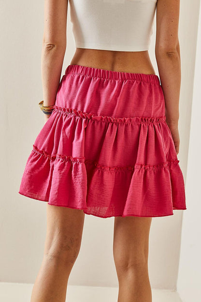 Fuchsia Flounce Mini Skirt 3YXK7-47439-07