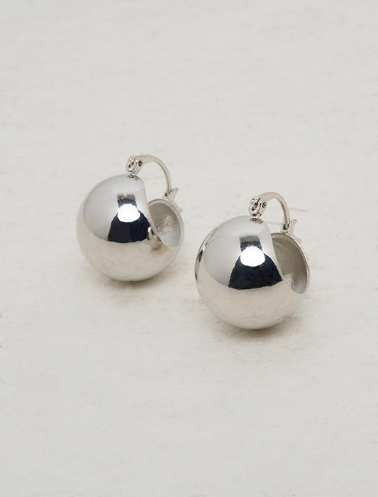 Silver Clip Ball Figured Earrings