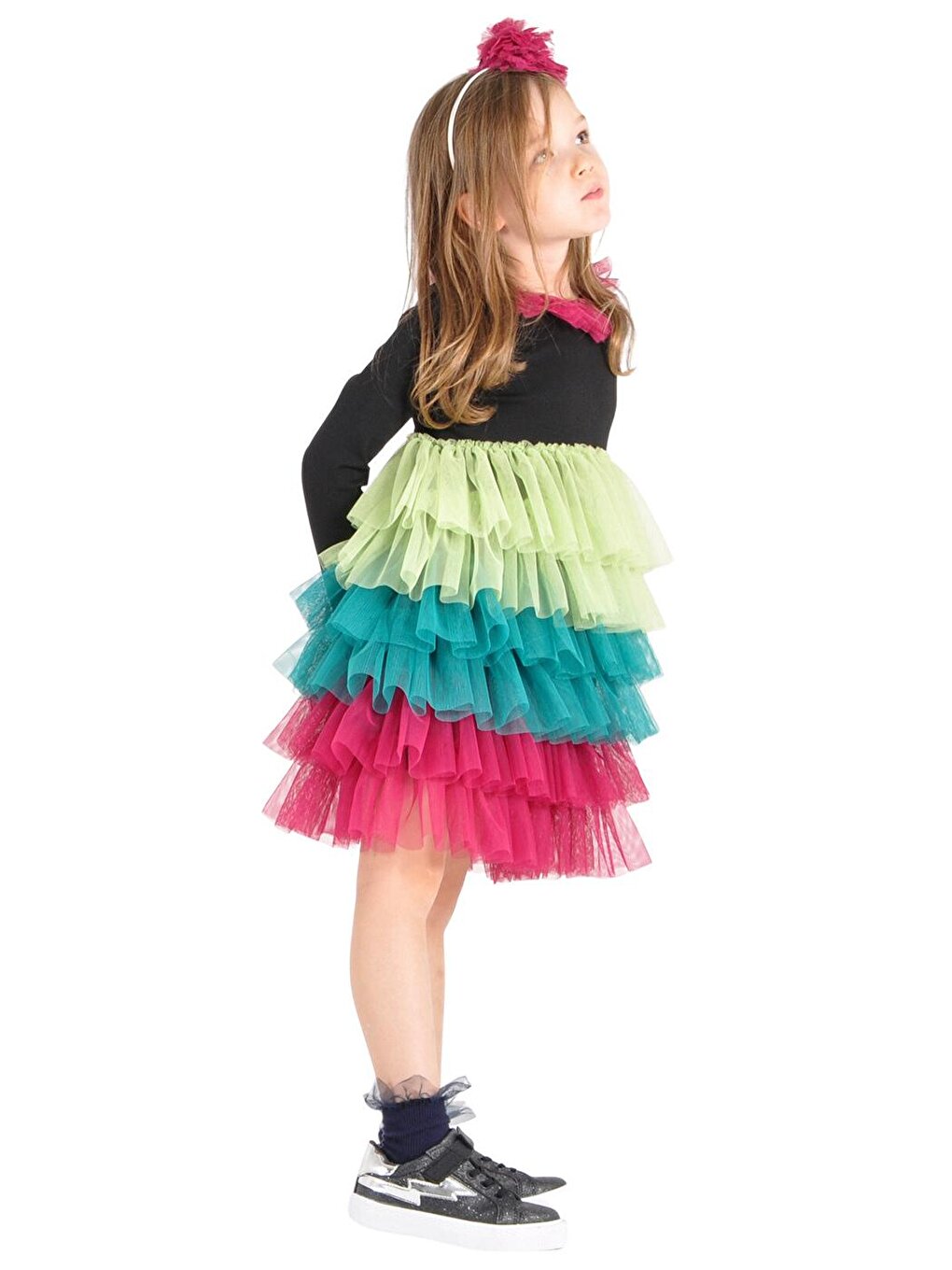 Rainbow Long Sleeve Tutu Girls Dress