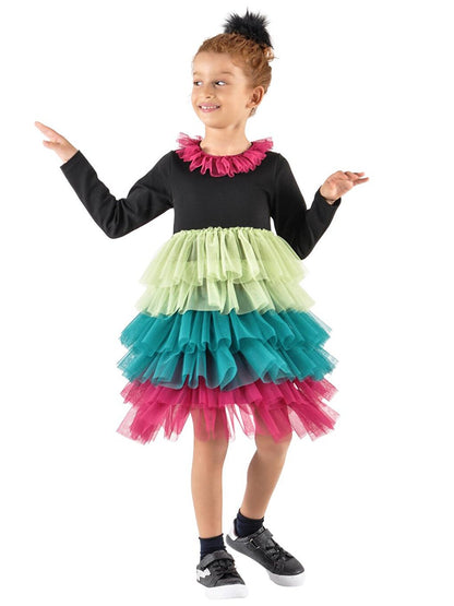 Rainbow Long Sleeve Tutu Girls Dress