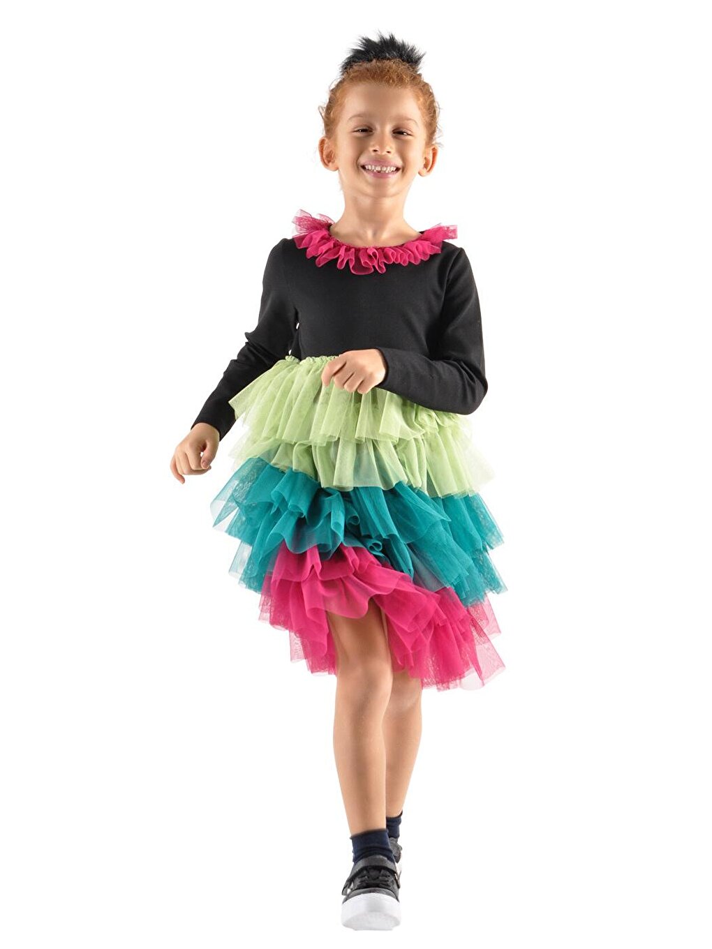 Rainbow Long Sleeve Tutu Girls Dress