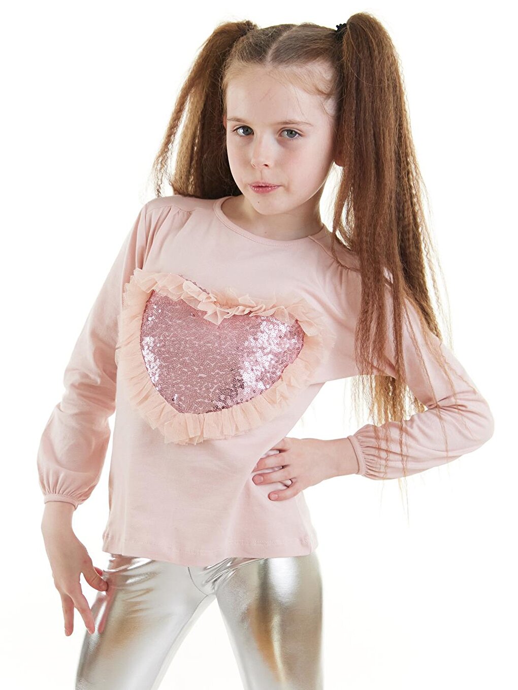 Heart Sequined Tutu Long Sleeve T-Shirt