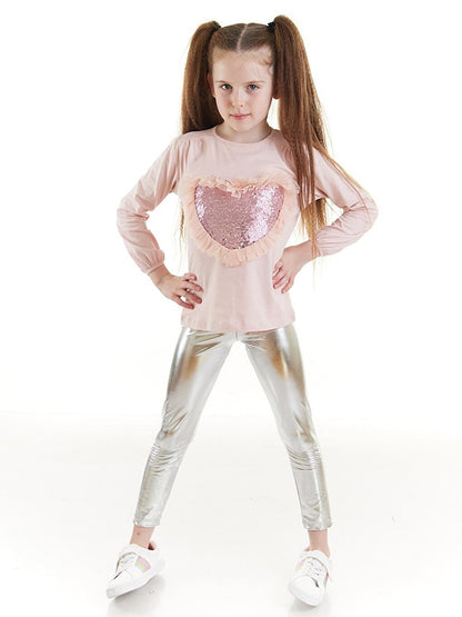 Heart Sequined Tutu Long Sleeve T-Shirt