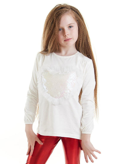 Heart Sequined Tutu Long Sleeve T-Shirt