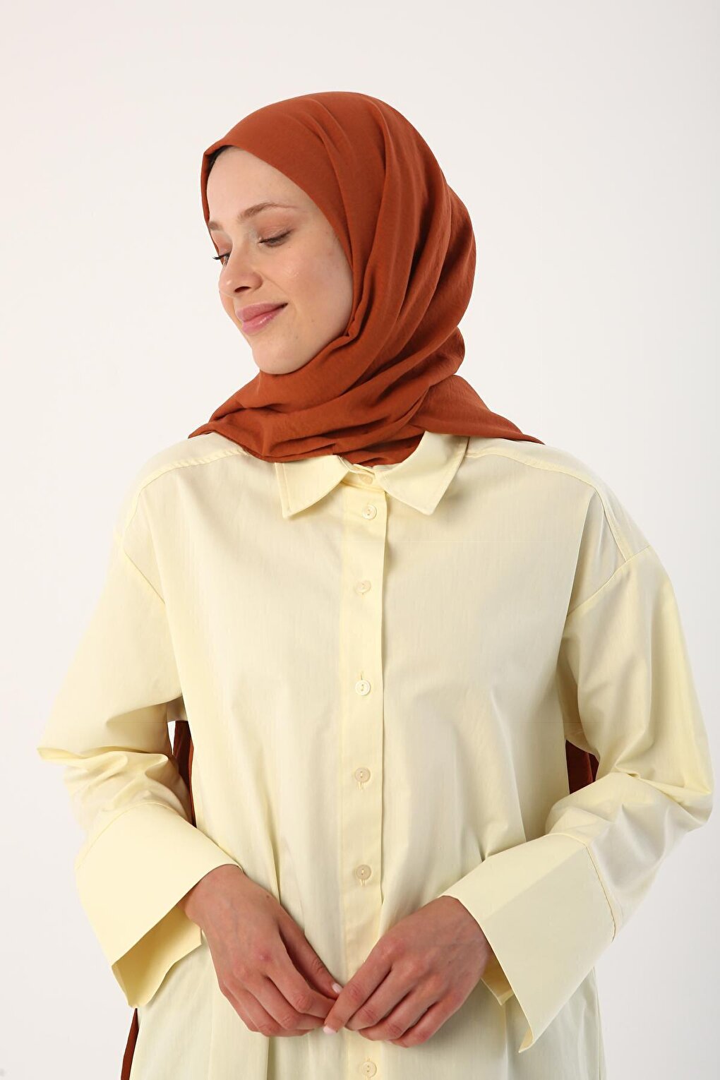 Light Yellow 100% Cotton Slit Long Shirt Tunic