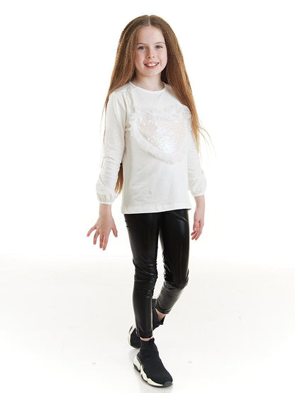 Heart Sequined Tutu Long Sleeve T-Shirt