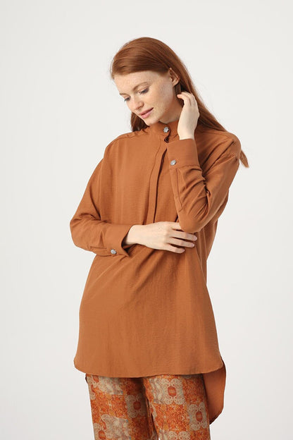 Tobacco Judge Collar Relaxed Fit Tunic