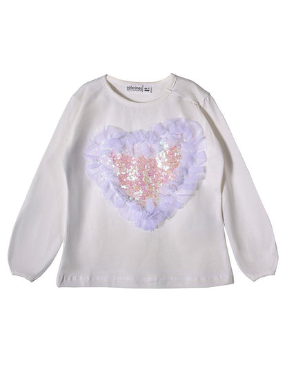 Heart Sequined Tutu Long Sleeve T-Shirt