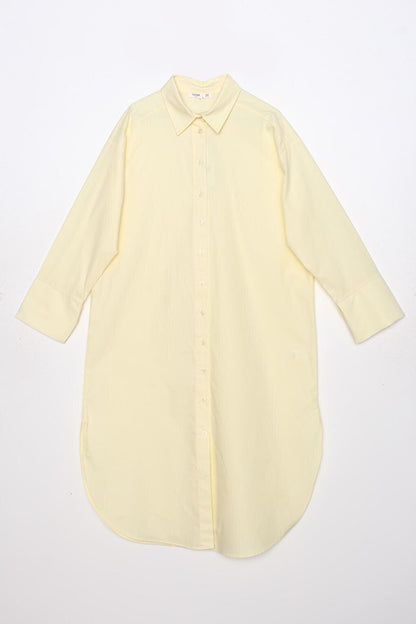 Light Yellow 100% Cotton Slit Long Shirt Tunic