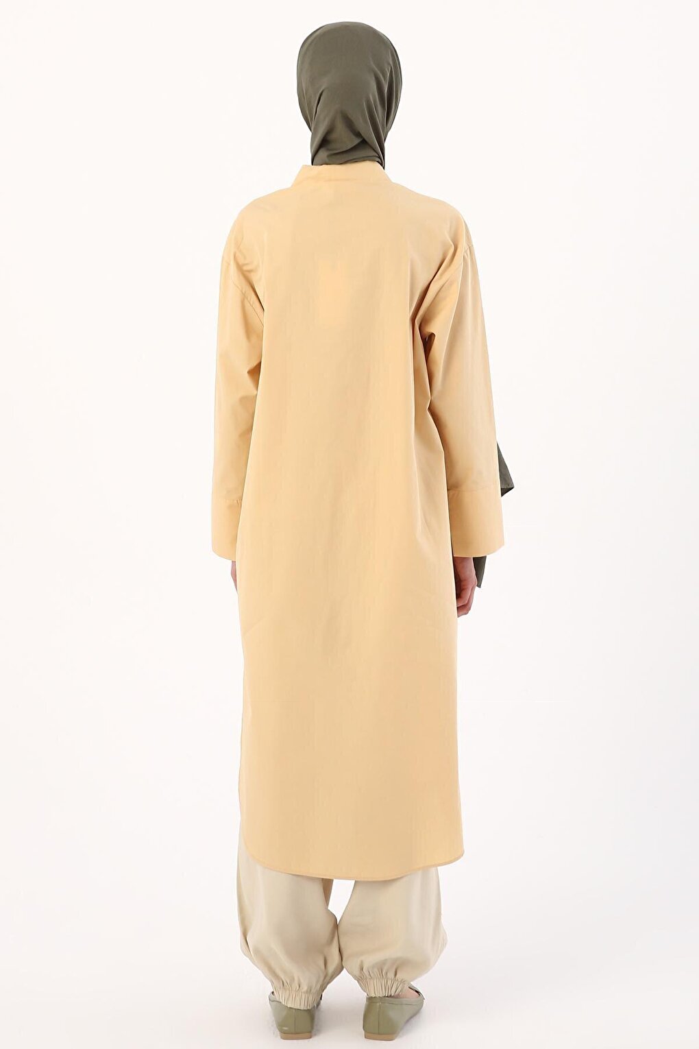 Dirty Yellow 100% Cotton Slit Long Shirt Tunic