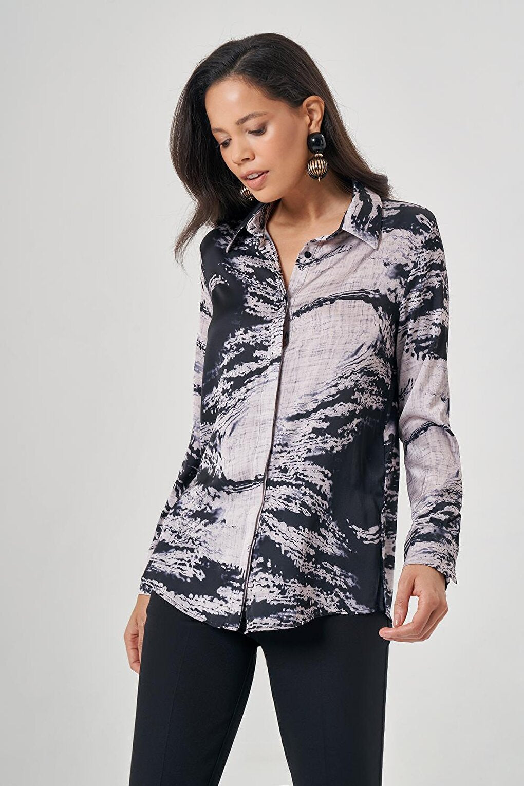 Patterned Classic Black Shirt