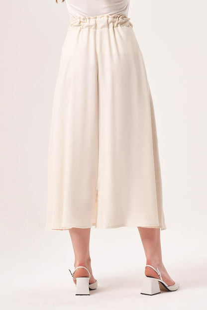 Linen Textured Casual Beige Skirt