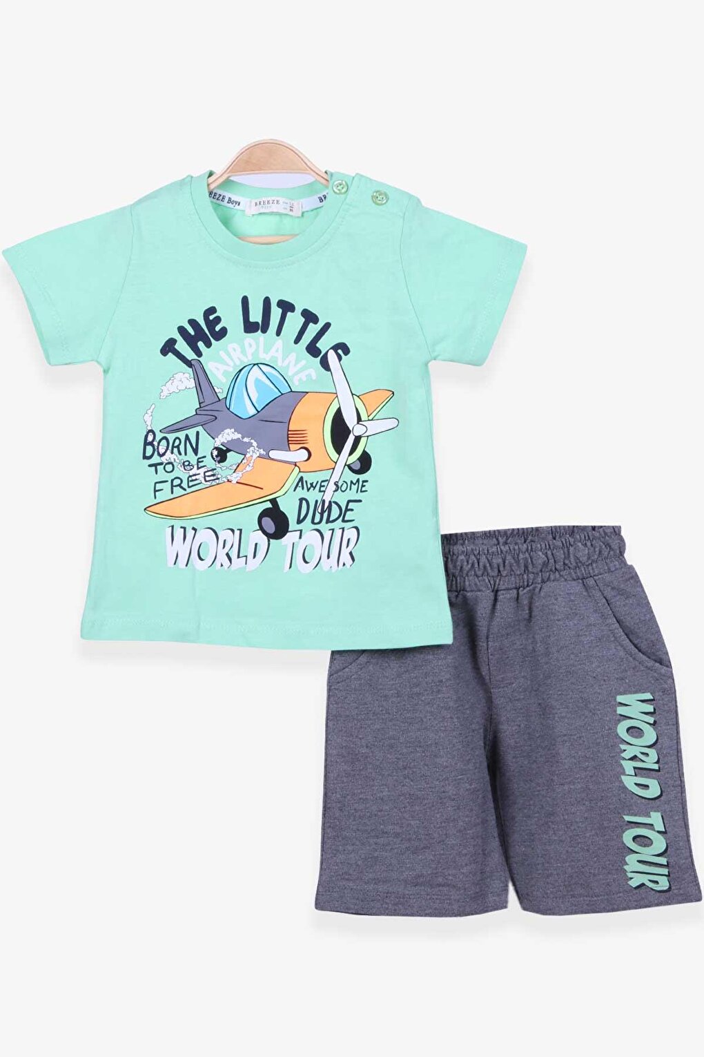 Baby Boy Shorts Set Printed Mint Green (1.5-2 Years)