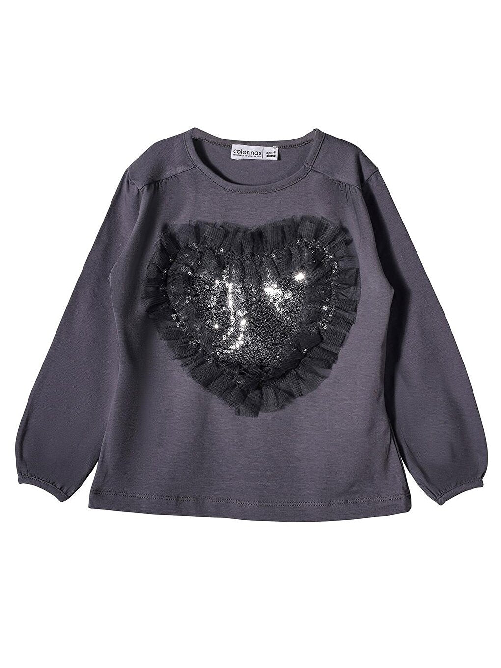 Heart Sequined Tutu Long Sleeve T-Shirt