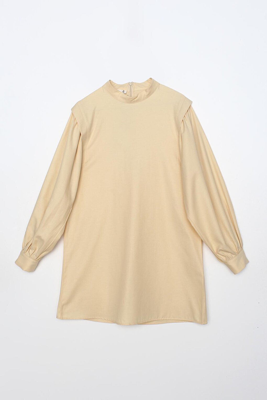 Light Yellow Shoulder Pleat Detailed Balloon Sleeve Tunic