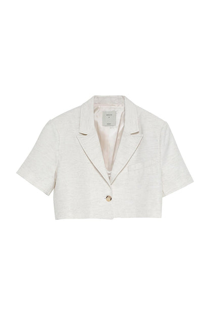 Linen Crop Blazer Jacket Bone