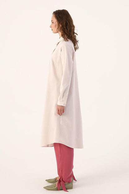 Light Pink Basic Hidden Placket Long Shirt