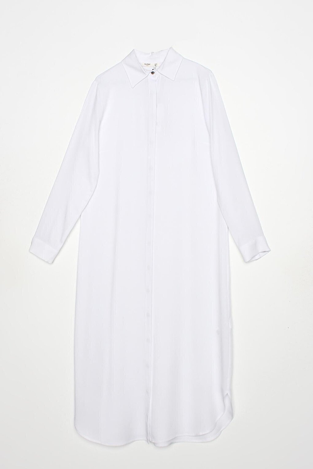 White Hidden Placket Shirt Tunic