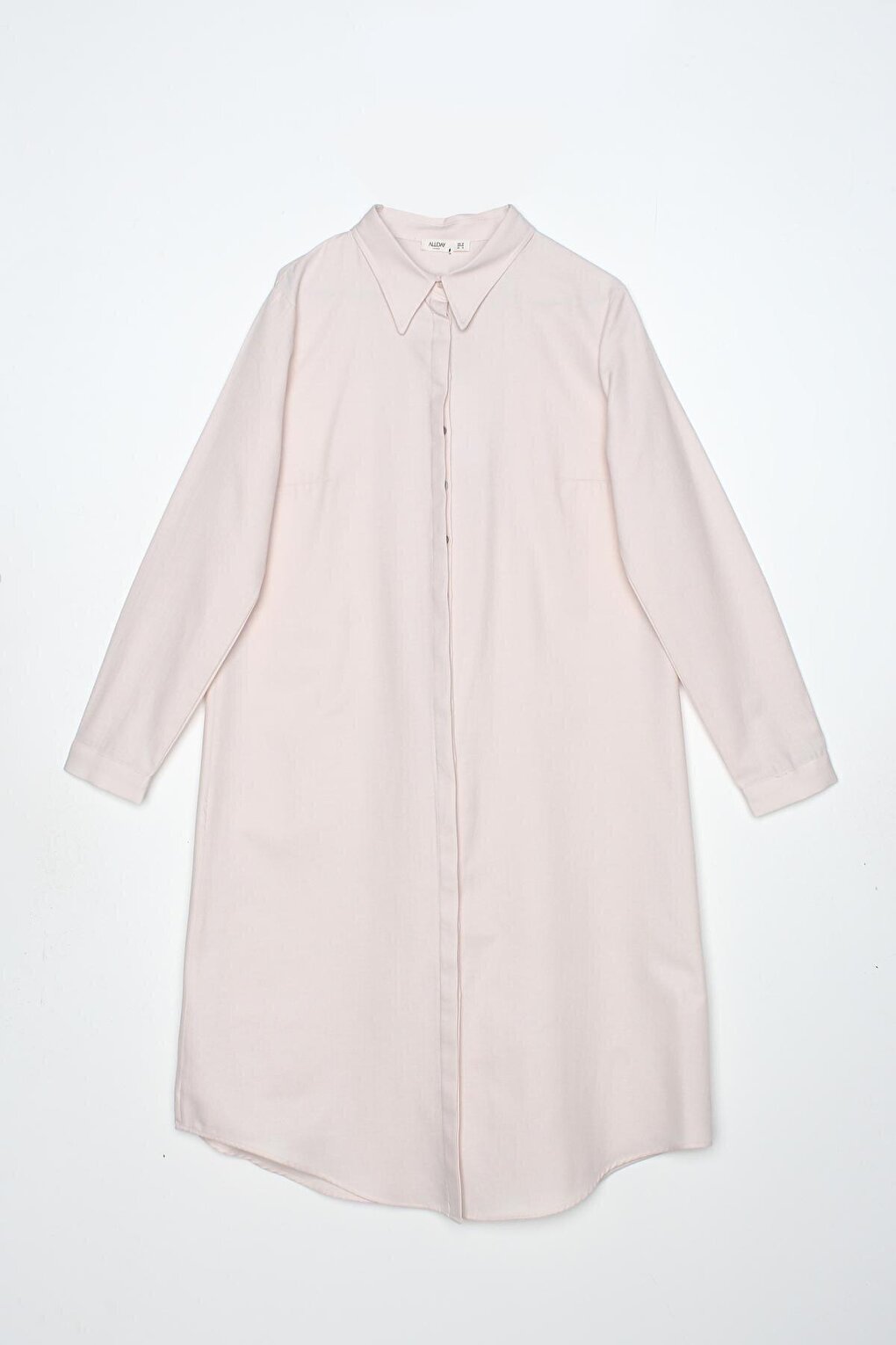 Light Pink Basic Hidden Placket Long Shirt