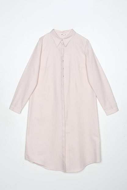 Light Pink Basic Hidden Placket Long Shirt