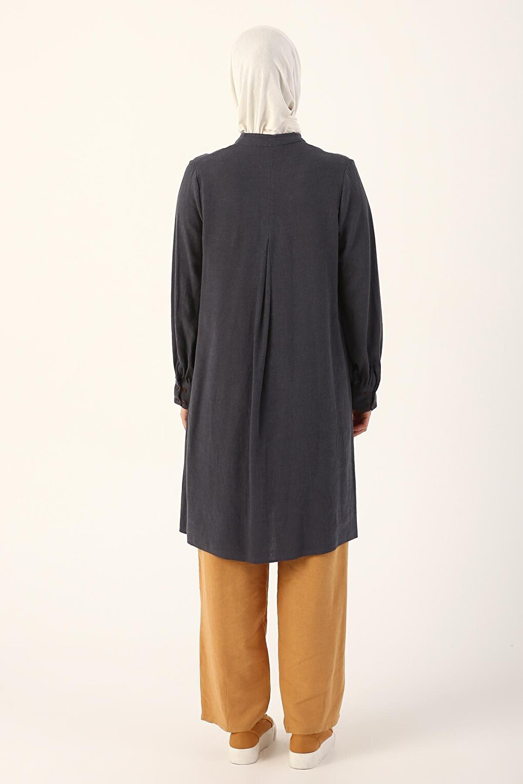 Indigo Collar Double Buttoned Linen Tunic