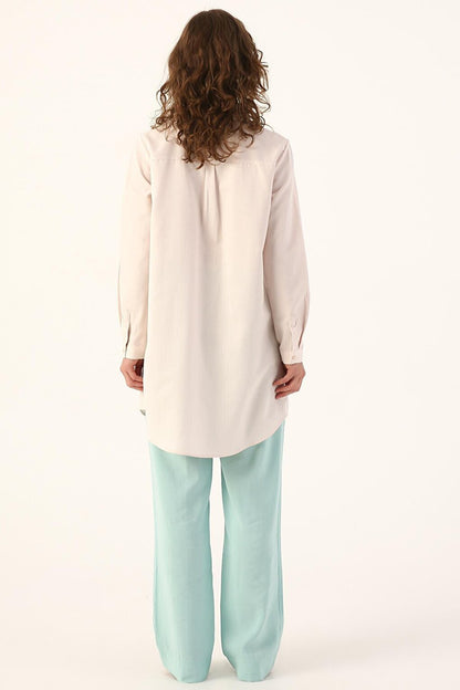 Light Pink Basic Hidden Placket Shirt Tunic