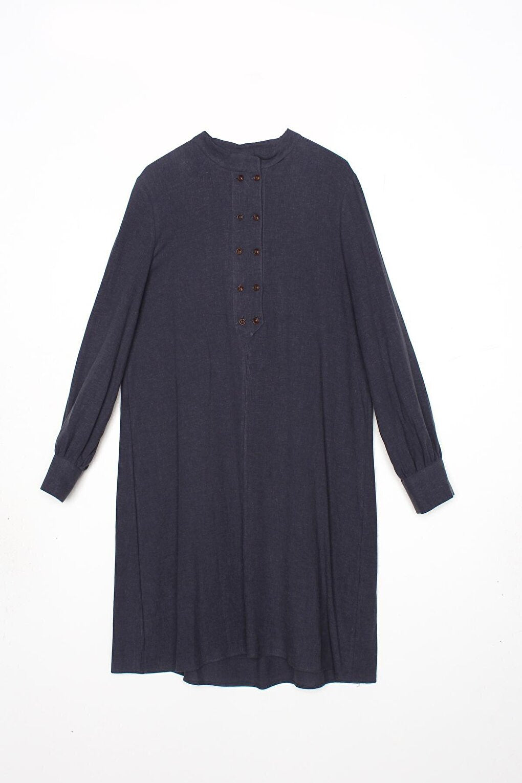 Indigo Collar Double Buttoned Linen Tunic