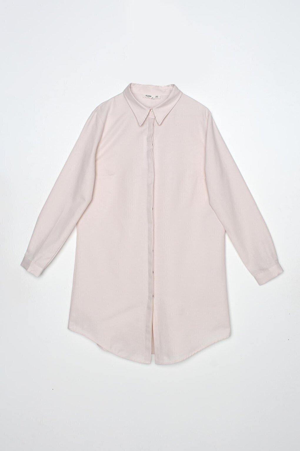 Light Pink Basic Hidden Placket Shirt Tunic