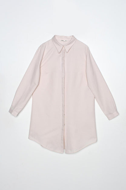 Light Pink Basic Hidden Placket Shirt Tunic