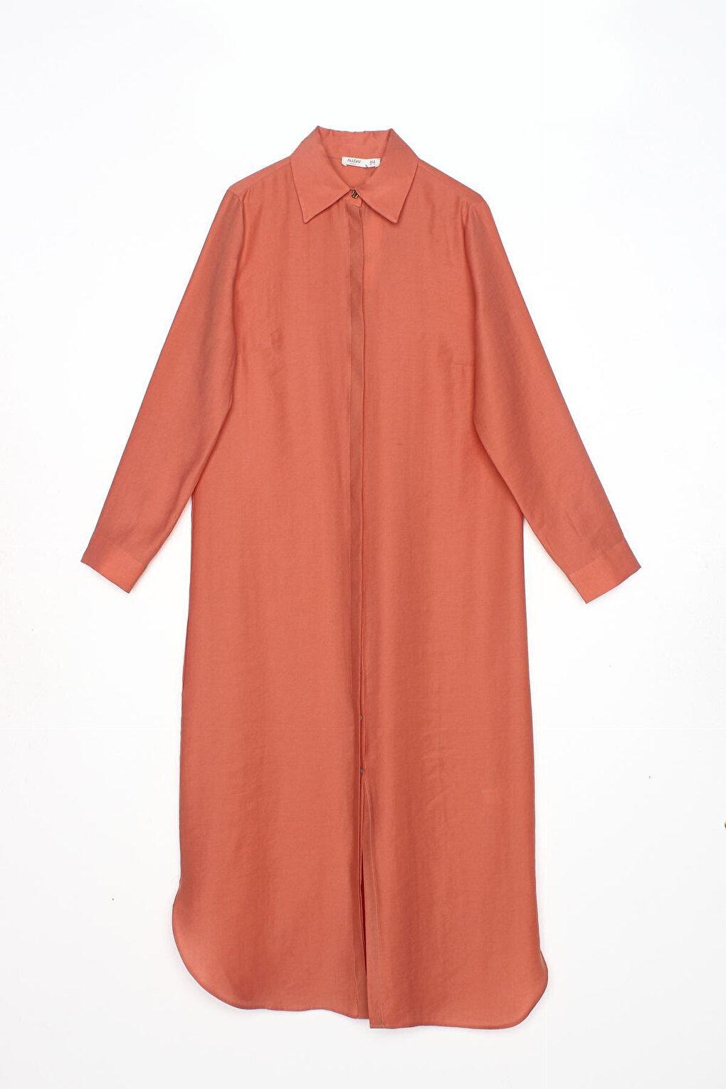 Basic Long Shirt Tunic with Salmon Hidden Placket