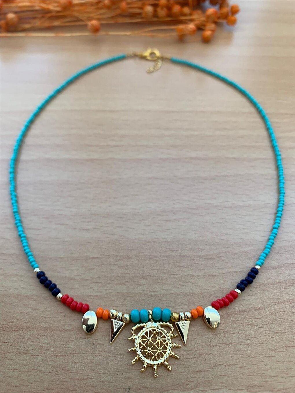 Colorful Design Necklace with Ethnic Figures