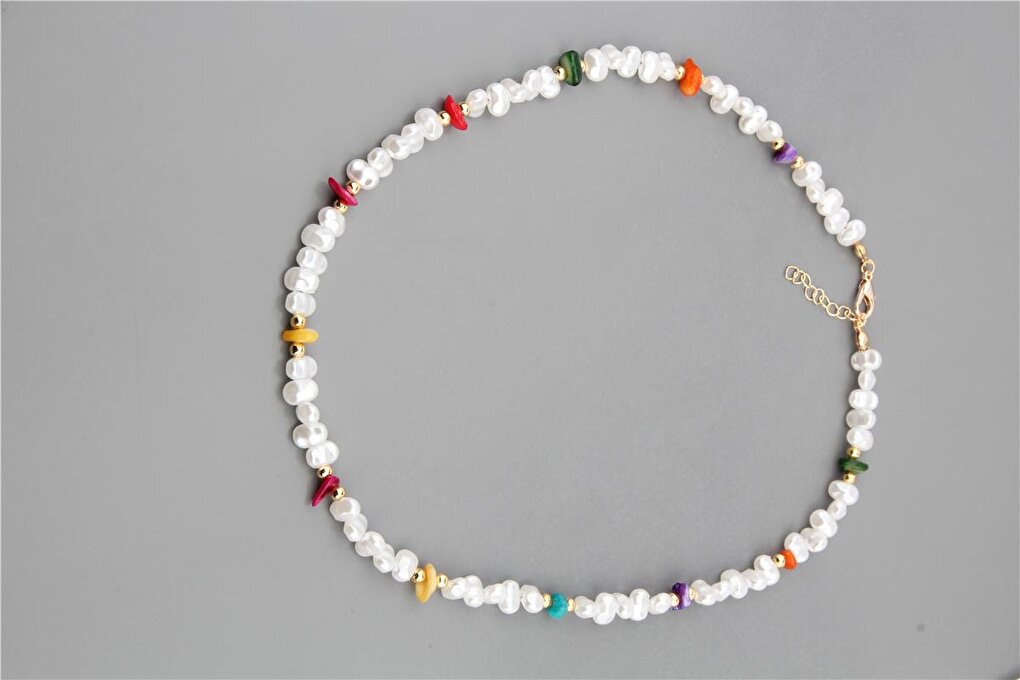 Colorful Broken Natural Stone Pearl Necklace