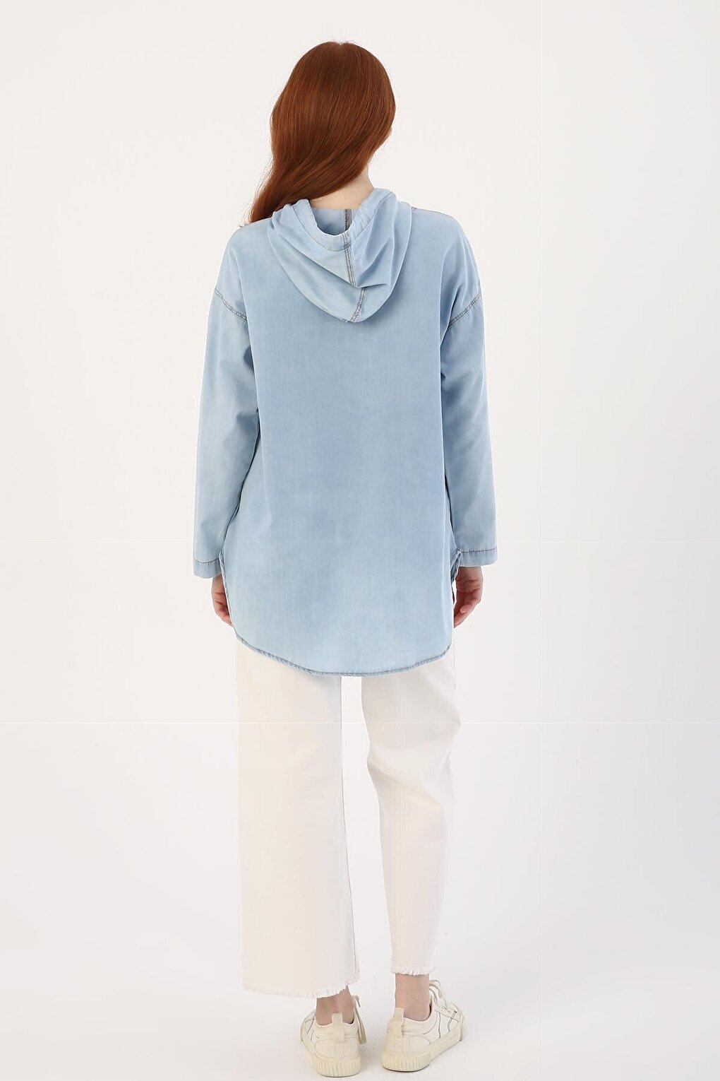 Mavi01 100% Cotton Hooded Denim Tunic with Pockets