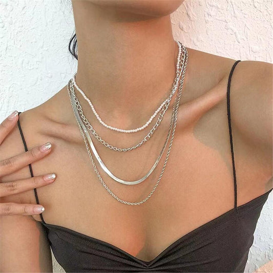 Italian Chain Pearl Four Necklace