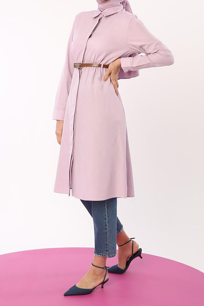 Lilac Belted Shirt Tunic