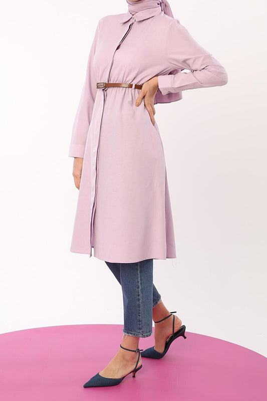 Lilac Belted Shirt Tunic