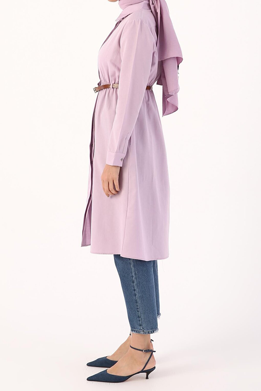 Lilac Belted Shirt Tunic