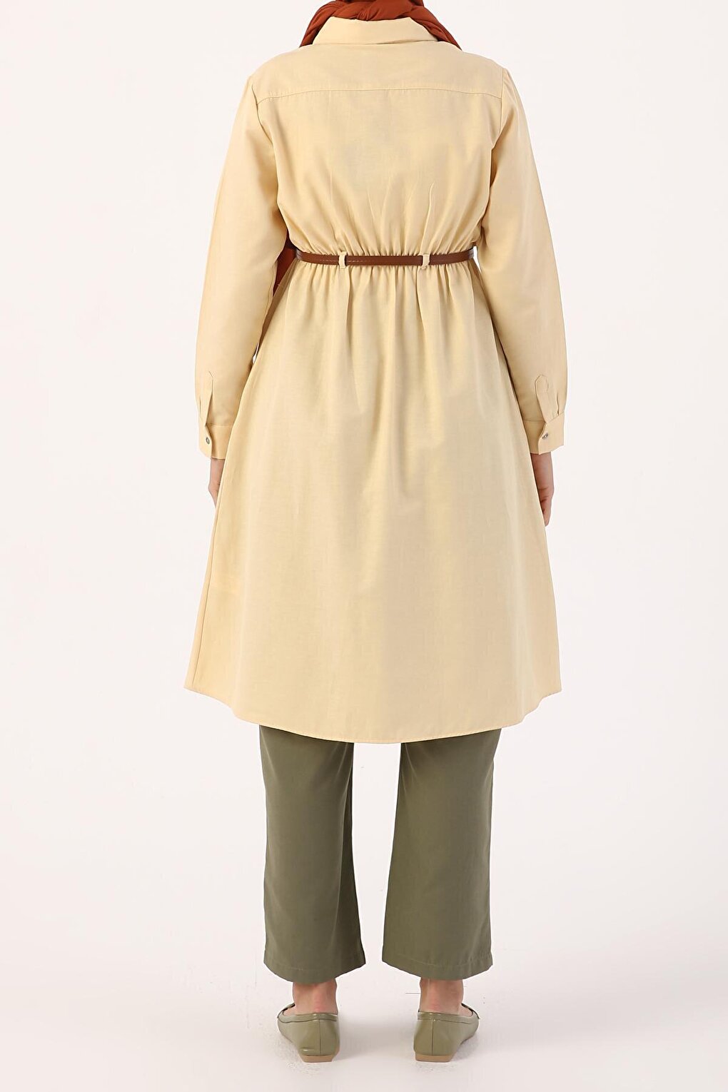 Light Yellow01 Belted Shirt Tunic