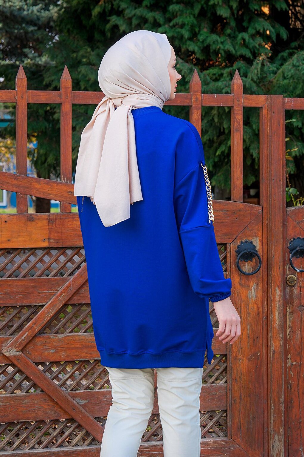 Crew Neck Tunic Saks Blue