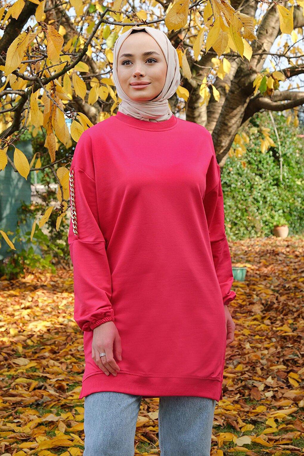 Crew Neck Tunic Fuchsia