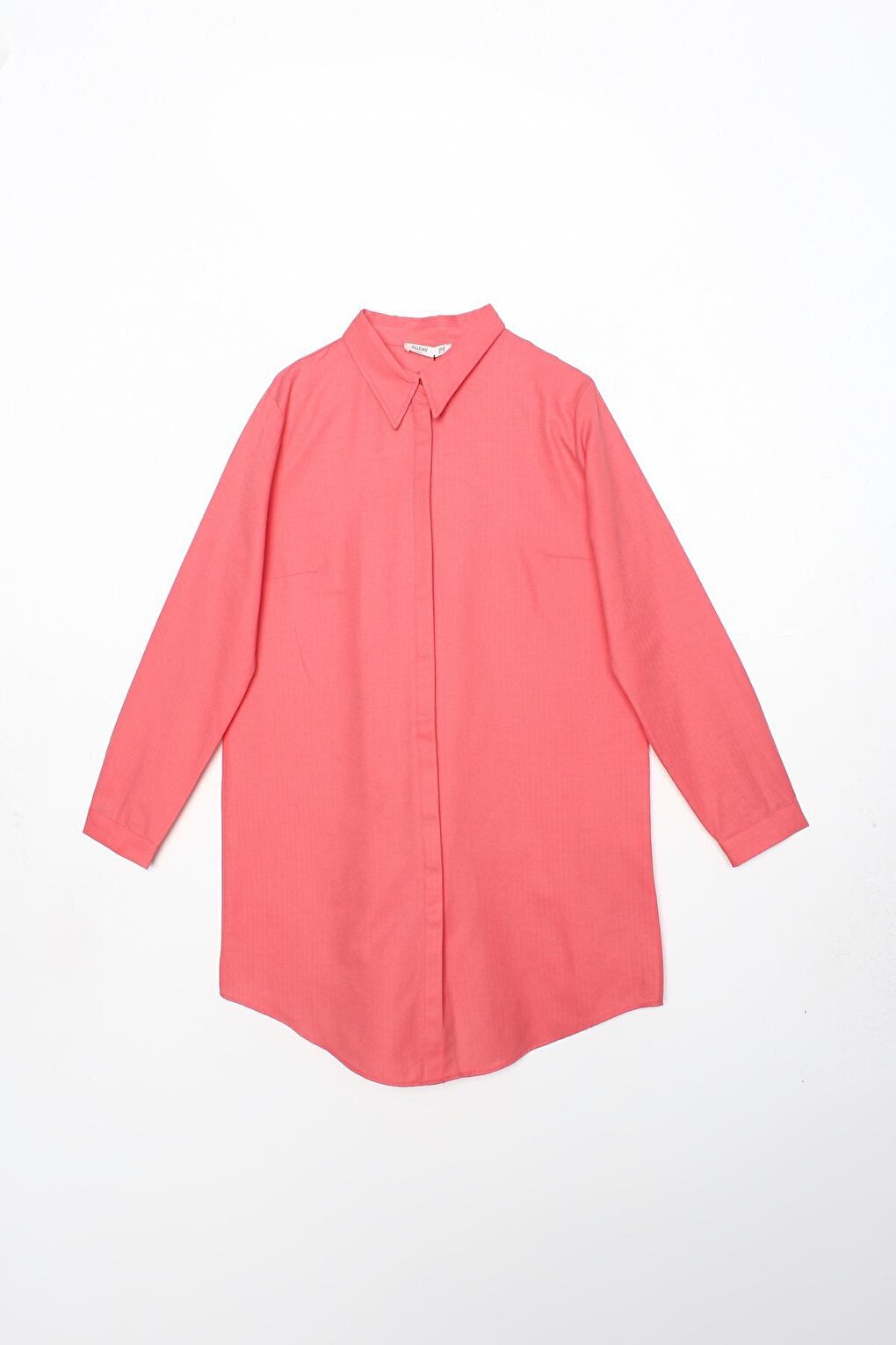 Pink Basic Hidden Placket Shirt Tunic