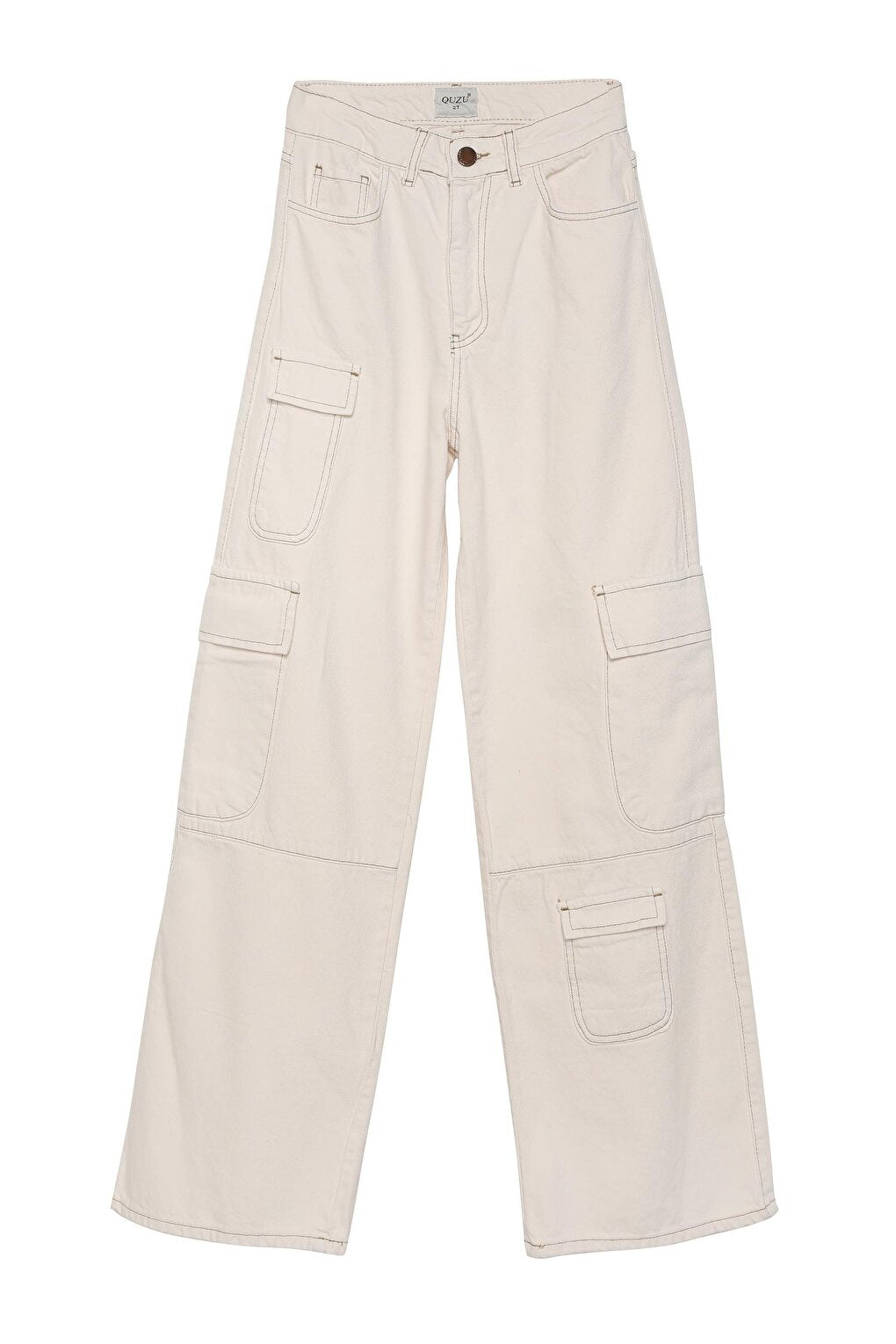 Pocket Detailed Cargo Jean Trousers Cream