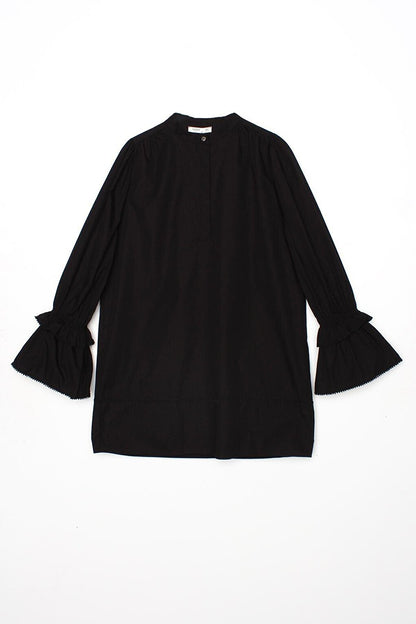 Black 100% Cotton Scalloped Scalloped Tunic