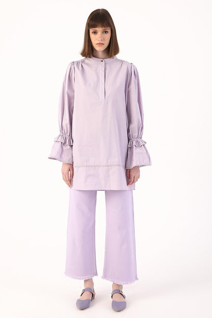 Lilac 100% Cotton Scalloped Scalloped Tunic