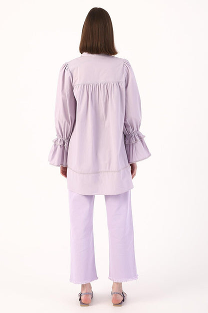 Lilac 100% Cotton Scalloped Scalloped Tunic