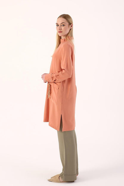 Salmon Sleeve Detailed Pocket Tassel Tunic