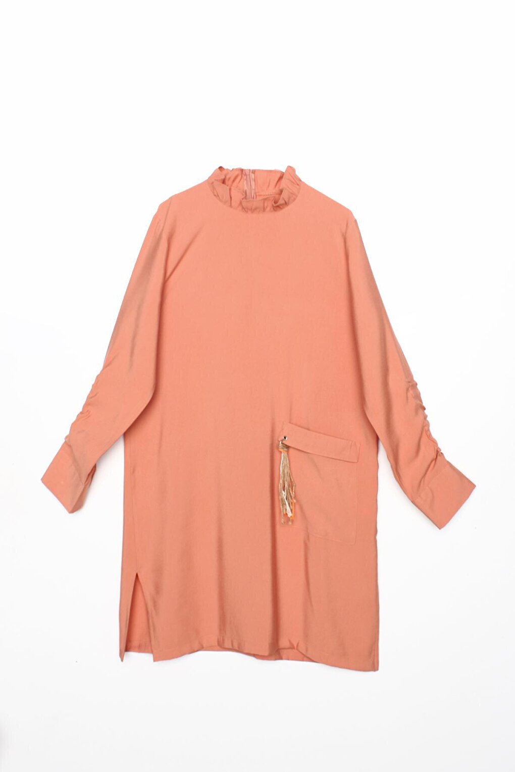 Salmon Sleeve Detailed Pocket Tassel Tunic