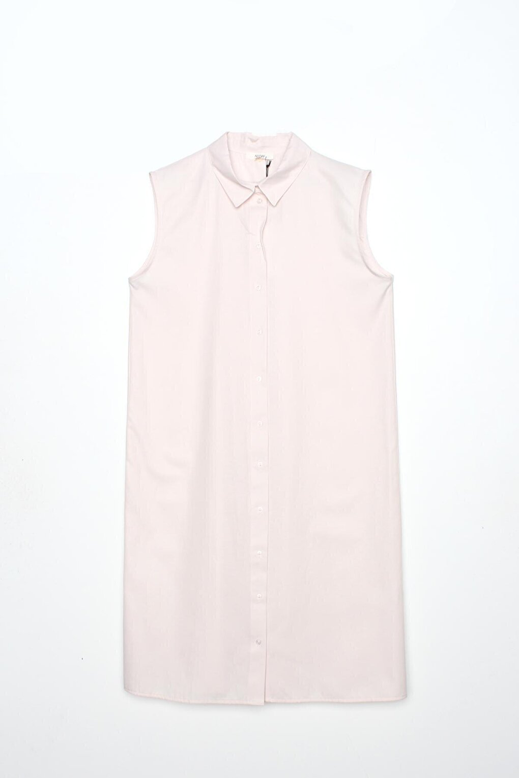 Light Pink Sleeveless Basic Long Shirt Tunic