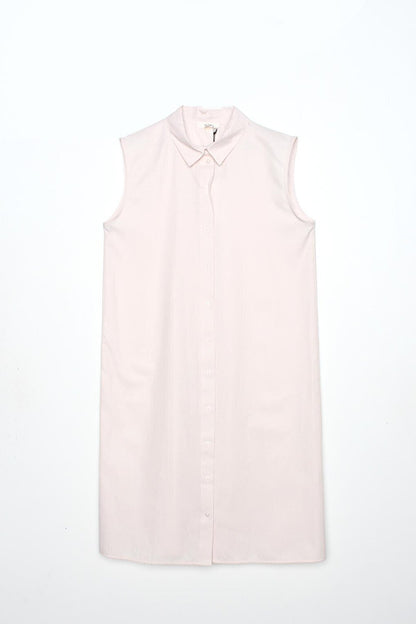 Light Pink Sleeveless Basic Long Shirt Tunic