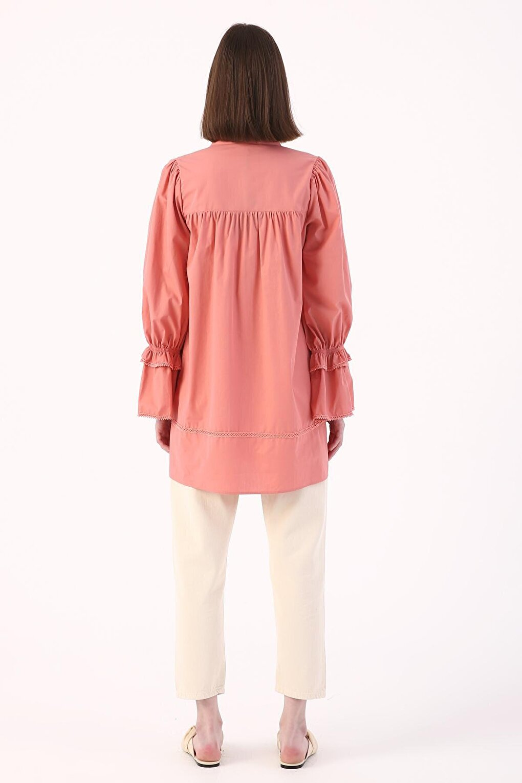 Rose 100% Cotton Scalloped Scalloped Tunic